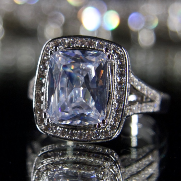 14kt Gold Dipped Cushion Topaz Engagement Ring - Picture 3 of 8